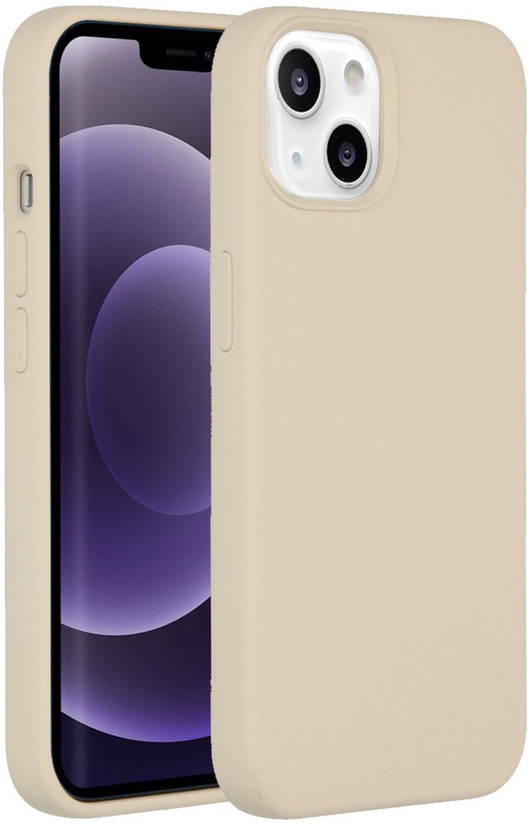 iPhone 13 Hoesje Siliconen - Accezz Liquid Silicone Backcover - Beige