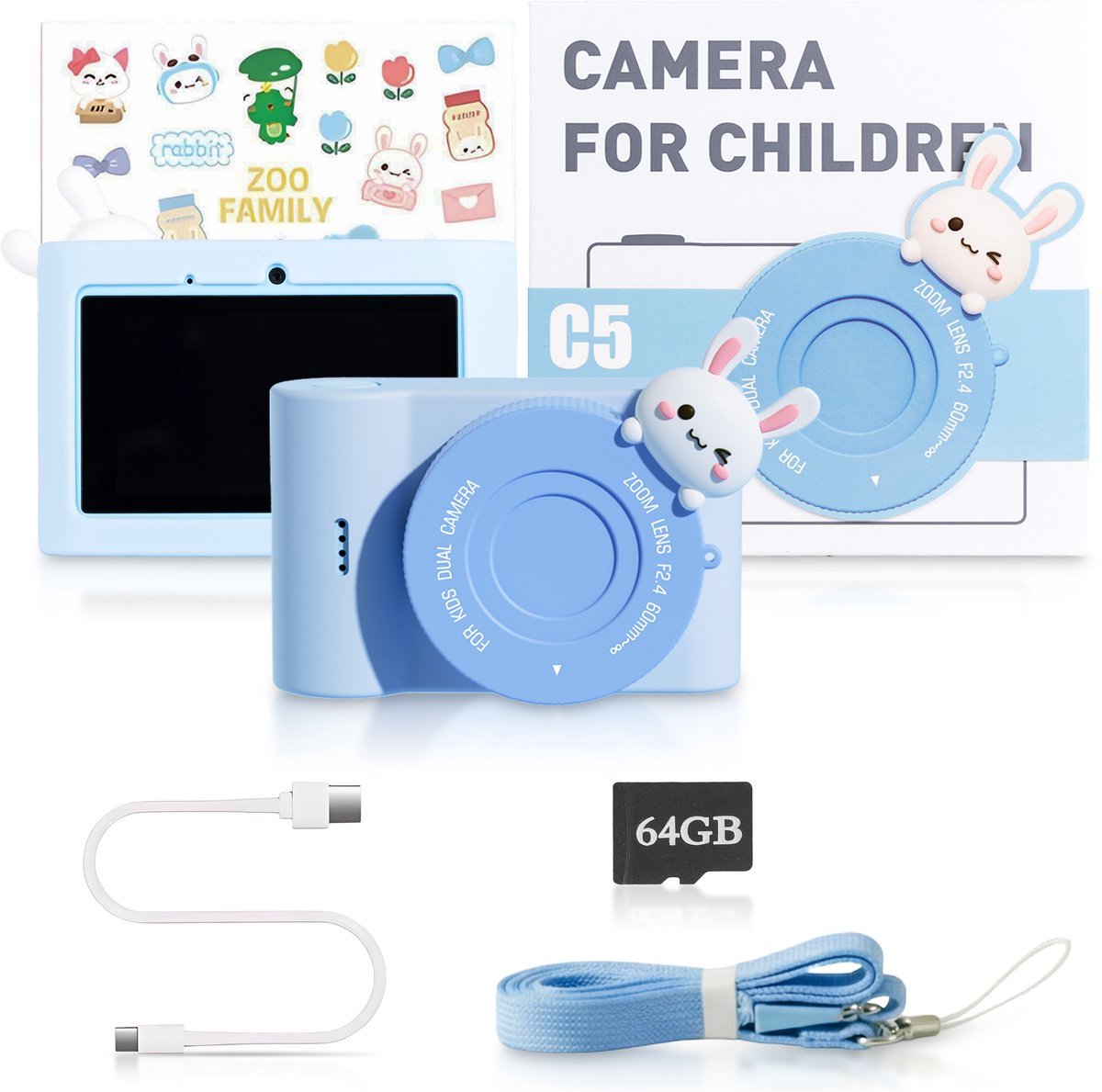 Snapling Touch Kindercamera - Groot 3.0 Inch Touchscreen - 48MP HD - Selfie Camera - Inclusief 32GB SD Kaart & Beschermhoes - Fototoestel - Cadeau Kind 4 t/m 12 jaar