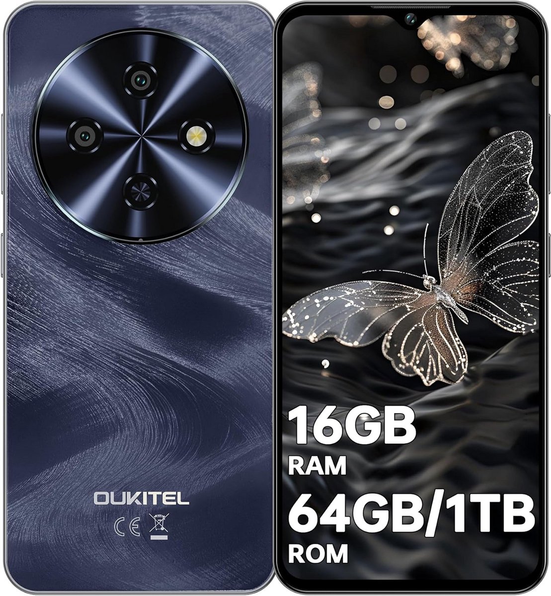 Smartphone OUKITEL C5 - 16GB RAM 64GB ROM 6,5-inch HD Android 14 5000 mAh batterij Dual SIM