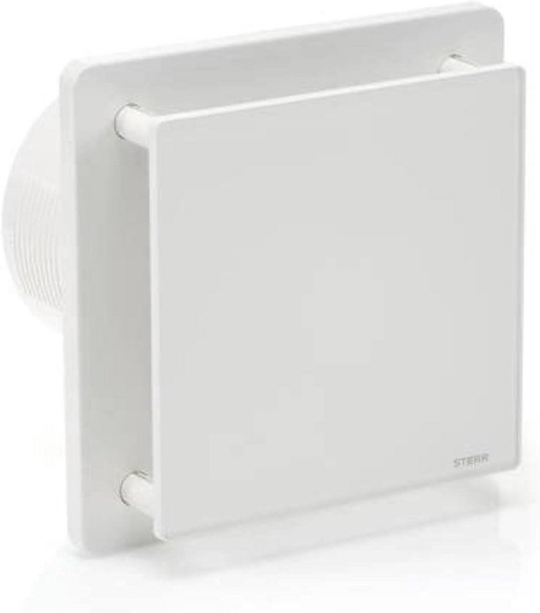 Witte badkamerventilator 125 mm - Moderne afzuigventilator met glazen front - 5 inch, 20 W