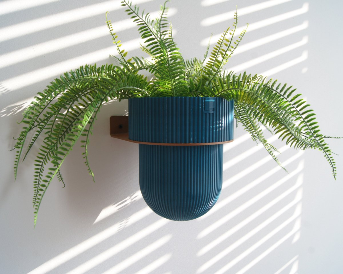 STERKSTAEL Eco Pot Flora M Petrol Green – bloempot voor aan de wand – bloempot voor binnen – zwevende bloempot – bloempotten binnen – plantenbak - diameter 15 cm – kleur pot Donkergroen – kleur houder Cortenstaal