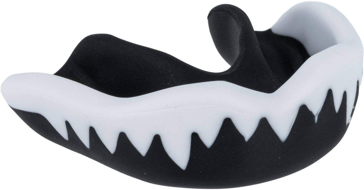 ORCQ Vampier Gebitsbeschermer - Mouthguard voor Boksen, Kickboksen en Hockey - Gebitsbeschermer voor volwassenen - Bitje met opbergdoosje - Zwart/Wit