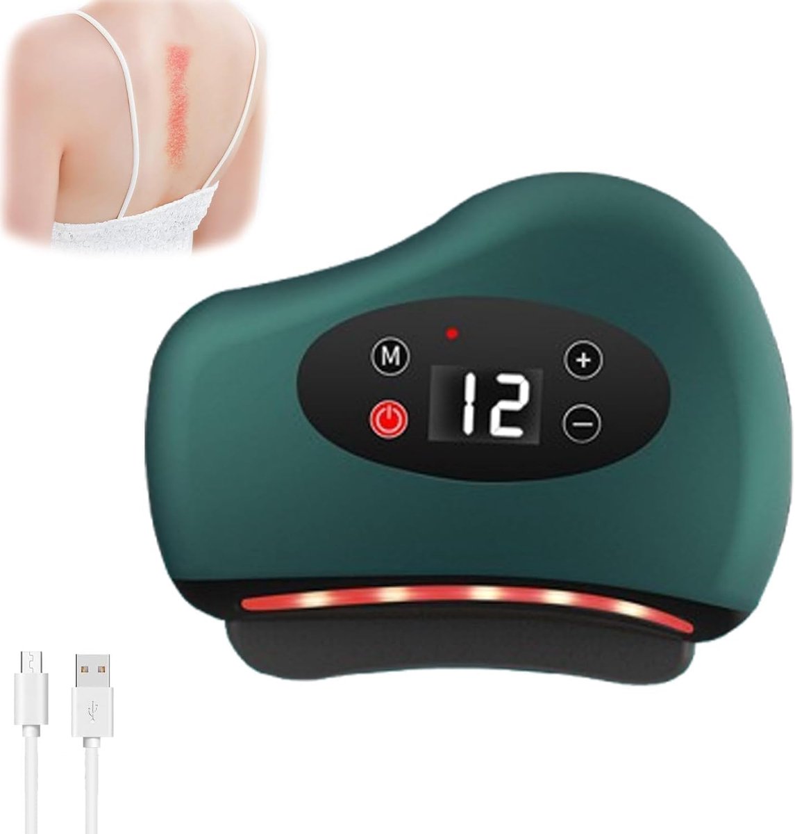 Voetschraapplank, speciaal ontworpen voor plantaire fasciitis, met 12 massage-intensiteitsniveaus en 12 verwarmingsintensiteitsniveaus, roodlichtverwarmde schraapplank, 4-in-1 vibratiemassager, spierverzorging.