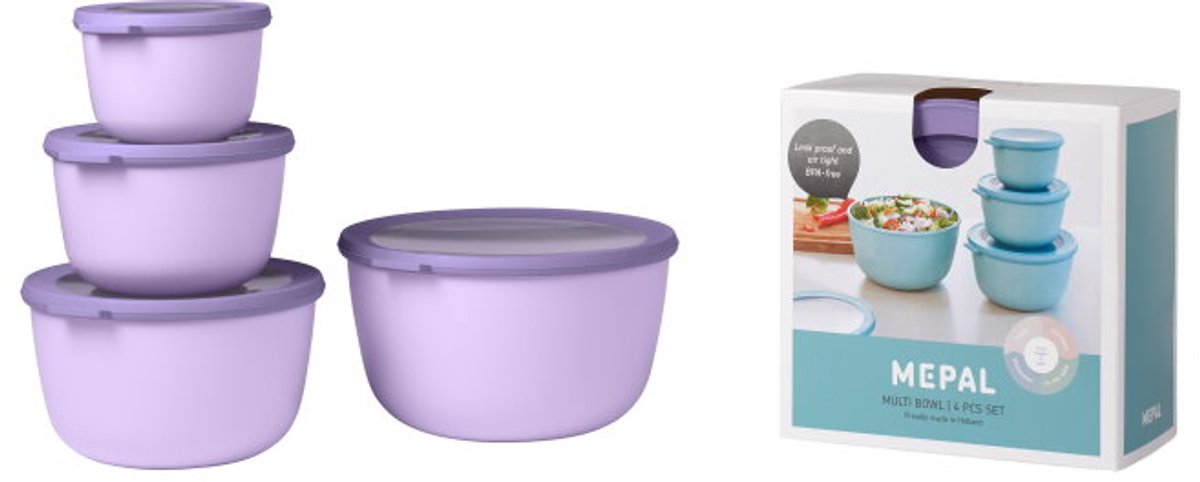 Bol.com Mepal - Multikom Cirqula vershouddoos set - 500 + 1000 + 2000 + 3000 ml - Rond - Vivid lilac aanbieding