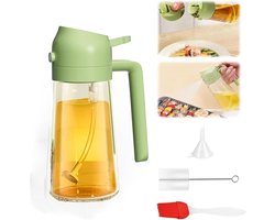 Oil Spray Bottle, 2 in 1 Spray Container, 16oz/470ml Oil Sprayer, Vinegar Spray Bottle for Air Fryer Cooking Barbecue Kitchen Salad Baking (Green)