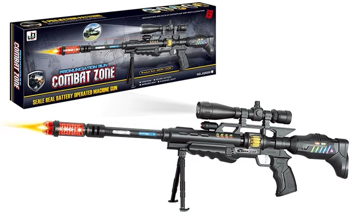 Speelgoed geweer met led lichtjes trilling en schietgeluiden - scherpschutters - Sniper Rifle AWM 74.5CM (incl. batterijen)