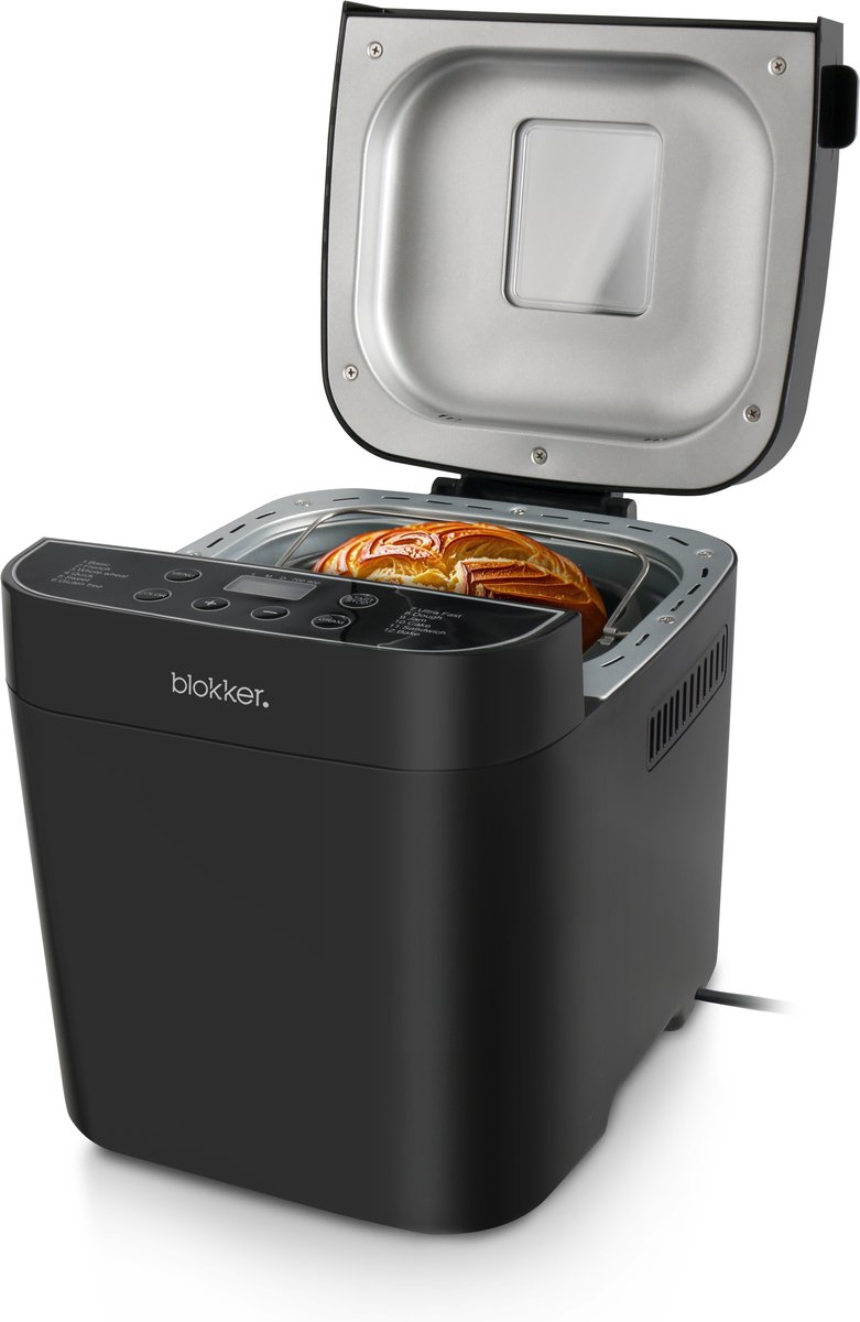 Bol.com Blokker Broodbakmachine - 900 gram - 12 Programma's inclusief Glutenvrij - 550W - Zwart aanbieding