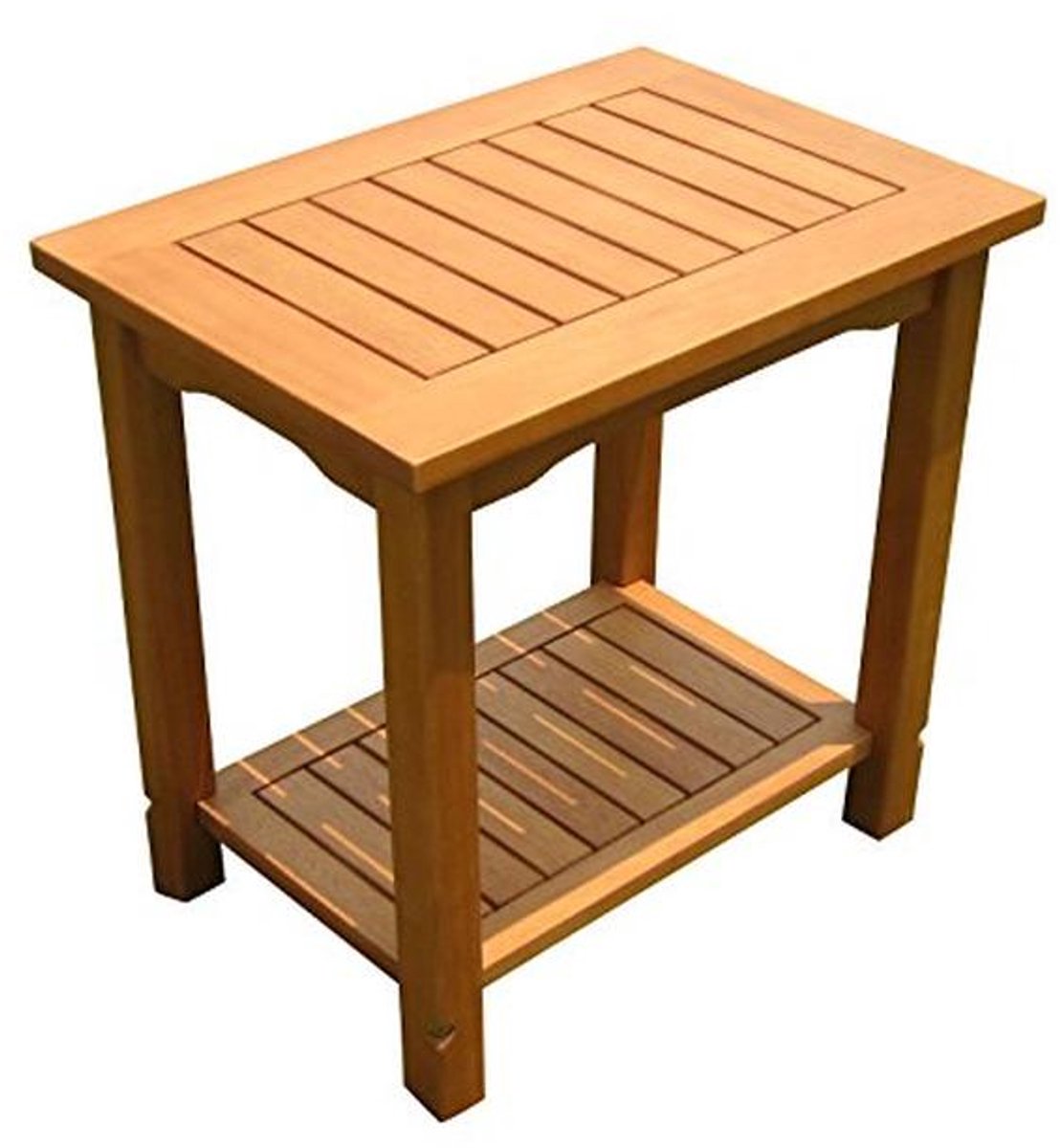 Houten Bijzettafel Eucalyptus - Geolied, 50 x 35 cm - Klein met 2 Planken voor Buiten