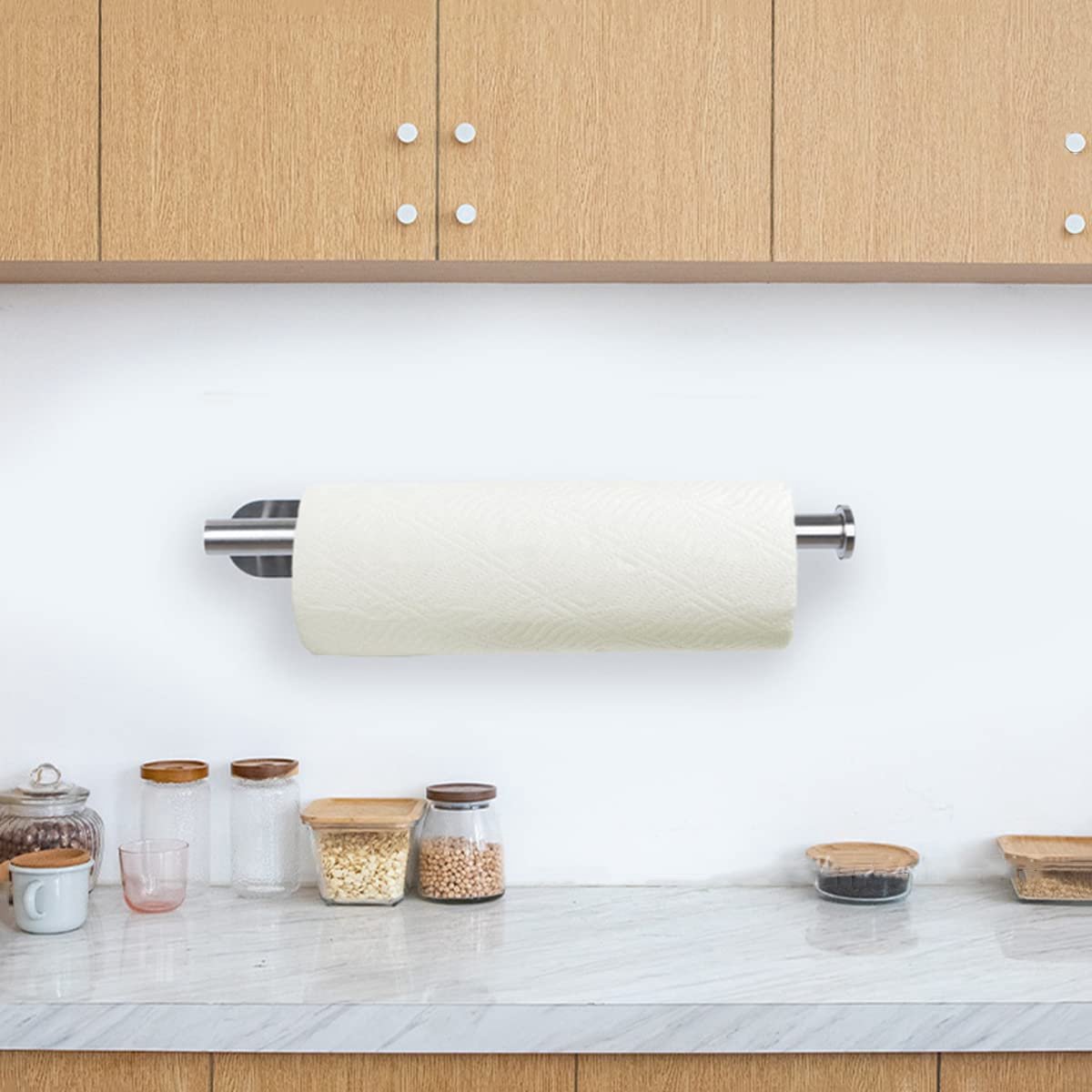 Unyqoos® Roestvrijstalen keukenrolhouder zonder boren voor wandmontage en opberggemak