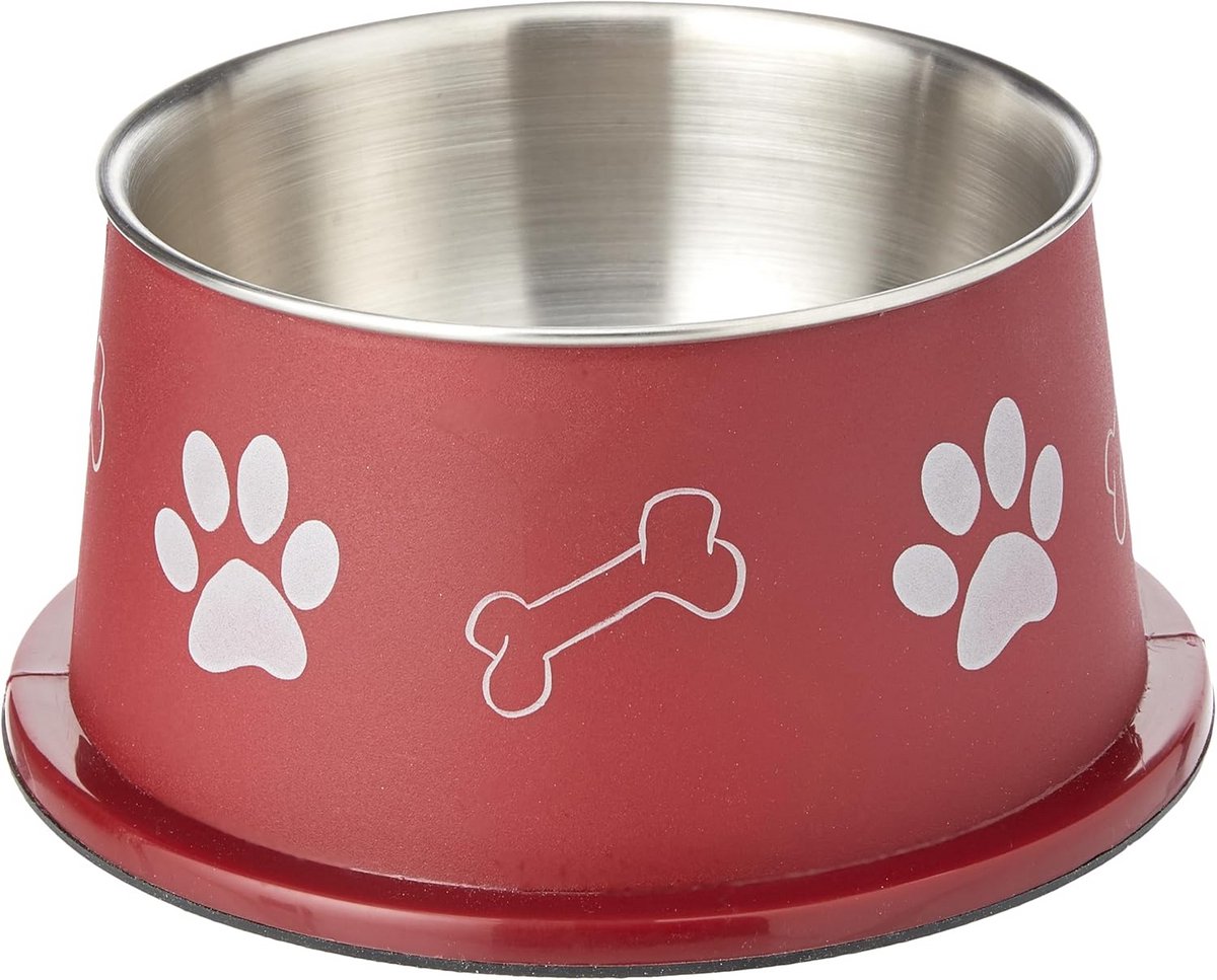 0.9 Liter Anti-slip Rvs Kom voor Langharige Honden - Ø 19 cm