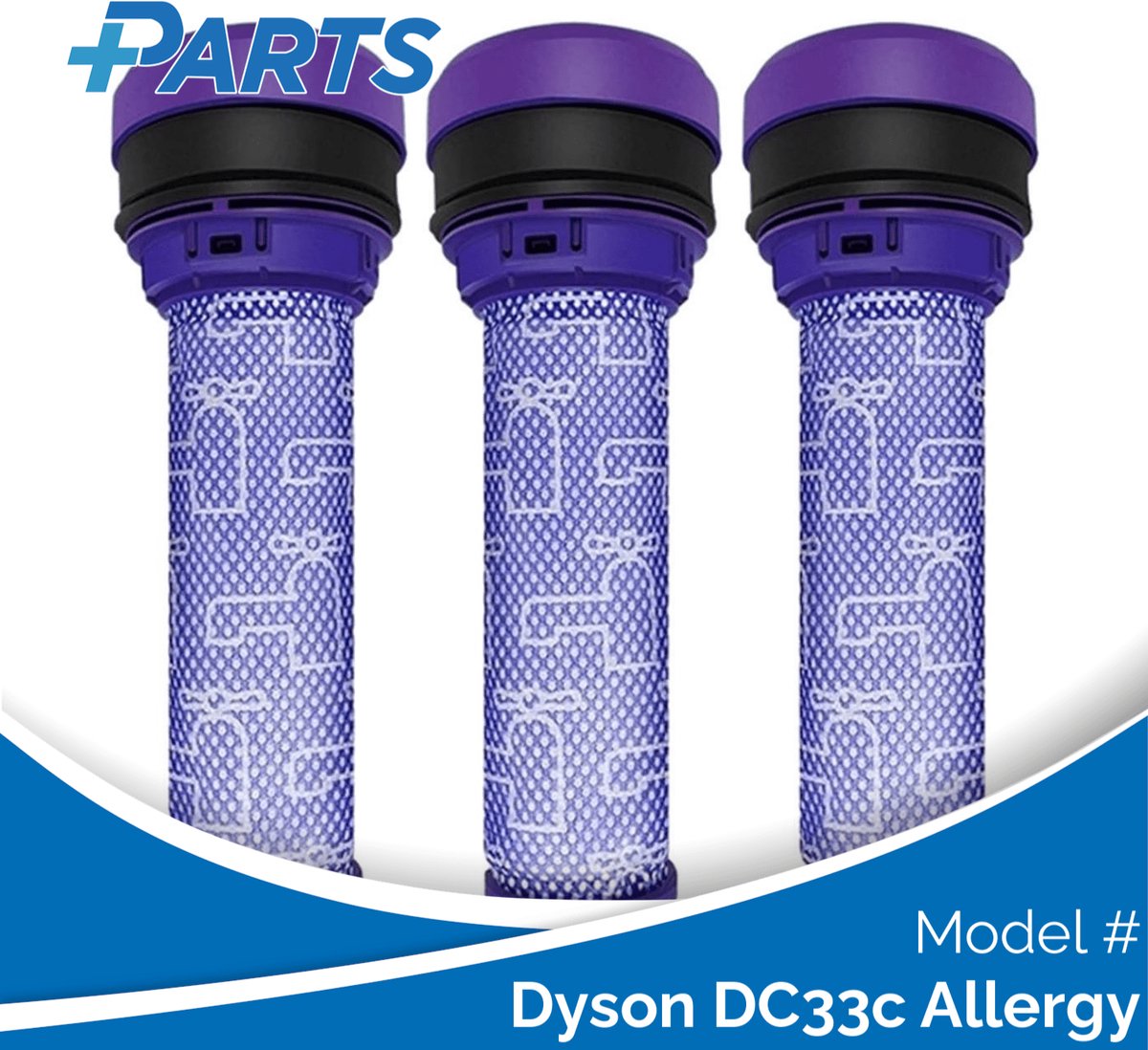 Dyson DC33c Allergy Filters (3 Stuks, Plus.Parts® alternatief voor 923413-01)