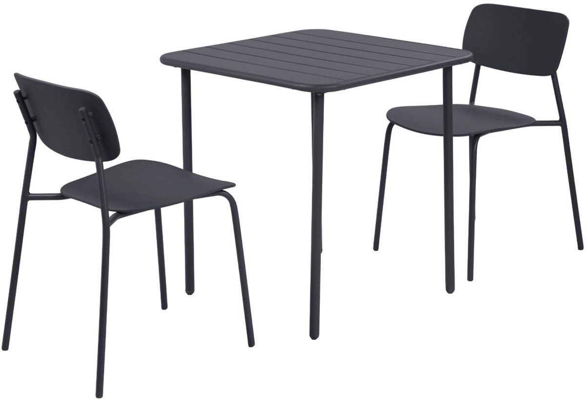 sweeek - Tuintafel + 2 stoelen metaal 70 x 70cm - amélia + liva