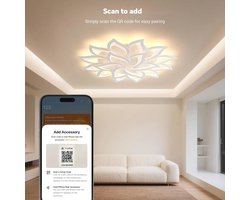 Dimbare Slimme LED-plafondlamp met Afstandsbediening en App, Moderne Kroonluchter voor Woonkamer en Slaapkamer, 18 Koppen, Ø105cm, 168W