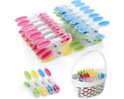 40 stuks wasknijpers met mand - Antislip siliconen, meerkleurig, ideaal voor ondergoed, broeken en T-shirts