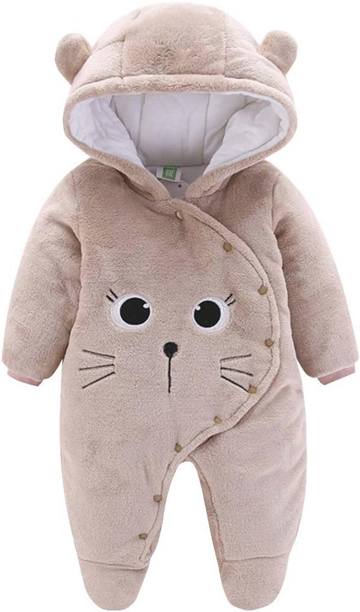 Winter fleece sneeuwpak voor baby's 0-12 maanden met capuchon