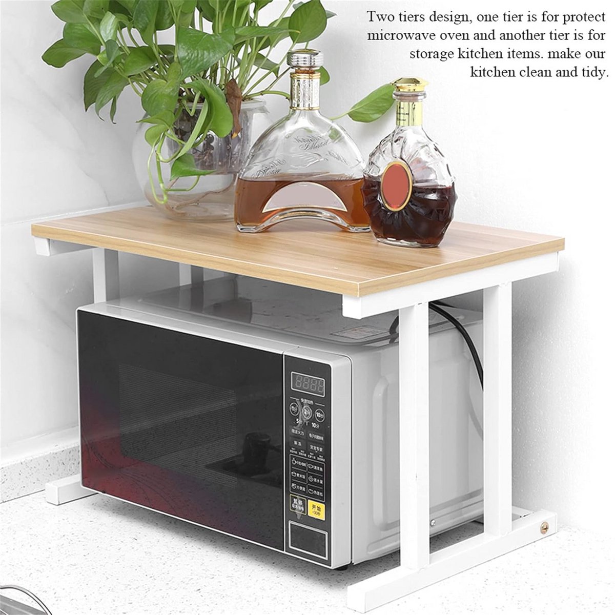 Ruimtebesparend Magnetronrek voor Keuken - 2-laags Metaal Rek (57 x 38 x 35 cm)