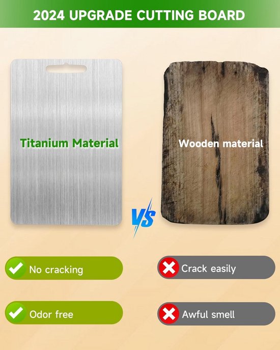 Titanium snijplank roestvrij staal snijplank BPA-vrij snijplank van roestvrij staal 304 snijplank van titanium snijplank 34 x 23 cm