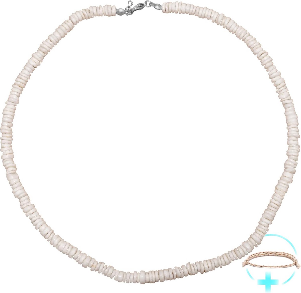 Witte Schelp Ketting RVS Surferhanger voor Heren en Jongens