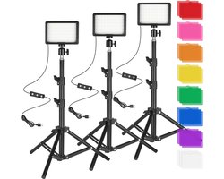 Dimbare Led-foto-videolampen 3-pack voor Fotostudio's en Video-opnames