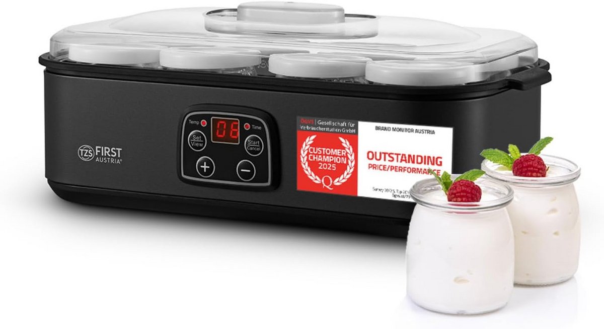 Yoghurtmaker met 8 Glazen Potjes (1,4L) - Automatisch, Timer & Geschikt voor Sojamelk
