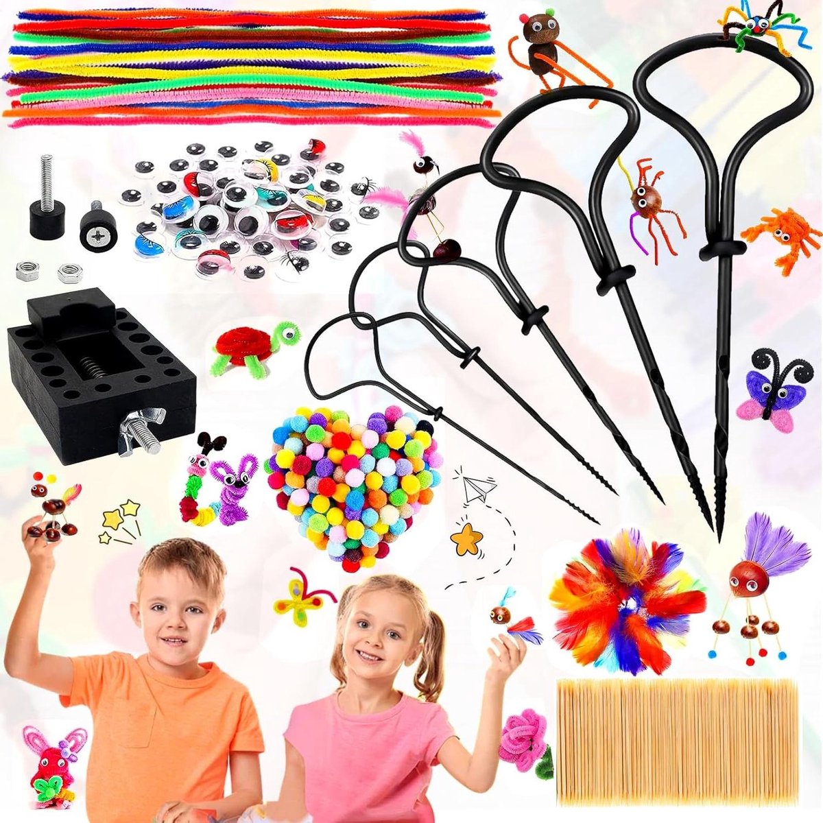 Allecta - Knutselset Kastanje Kinderen DIY Handboor - 276 Stuks (Kleurrijk)