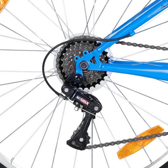 BAMCBASE Agave Voorvering Mountainbike - 27.5 inch - Carbonstalen Frame - 18 Versnellingen - Handrem - V-Brake - Spatborden - Blauw - Geschikt voor buitenactiviteiten in de lente van Bamcbase — afbeelding 5