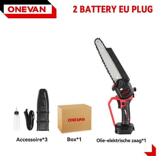 ONEVAN Mini-kettingzaag zonder Accu - 8 Inch Elektrisch Kettingzaag - Borstelloze Kettingzaag - Handkettingzaag - voor tuinschaar, takkenschaar, houtzaagwerk van Merkloos	 — afbeelding 3