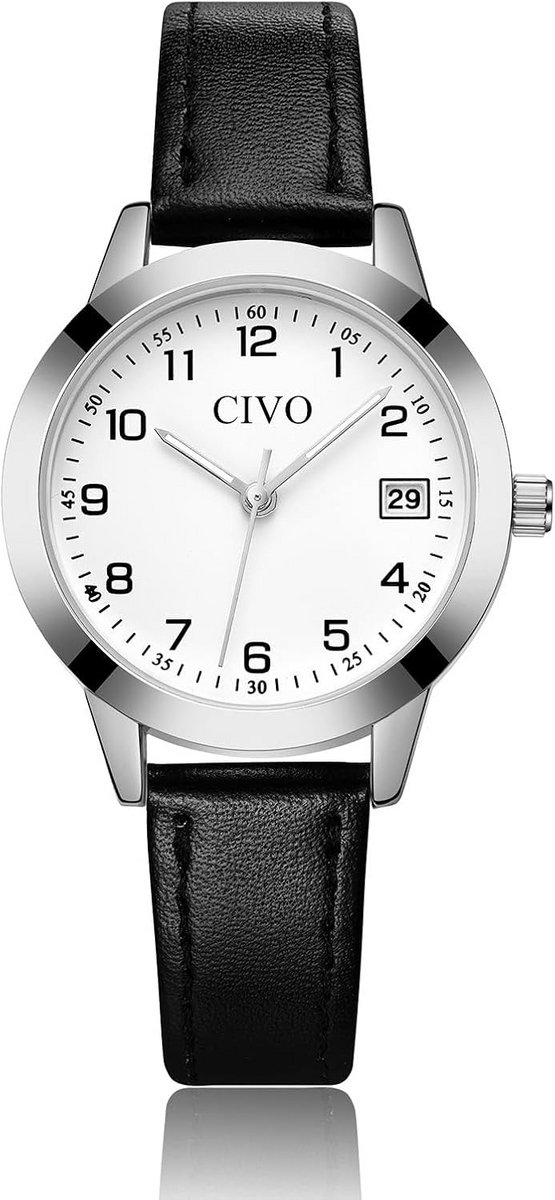 Dameshorloge Leer Band Waterdicht Analoog Quartz Meisjes Tiener Met Datum