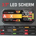 Démarreur AutoXtreme avec écran LED de 3,7" et explication détaillée des indicateurs.