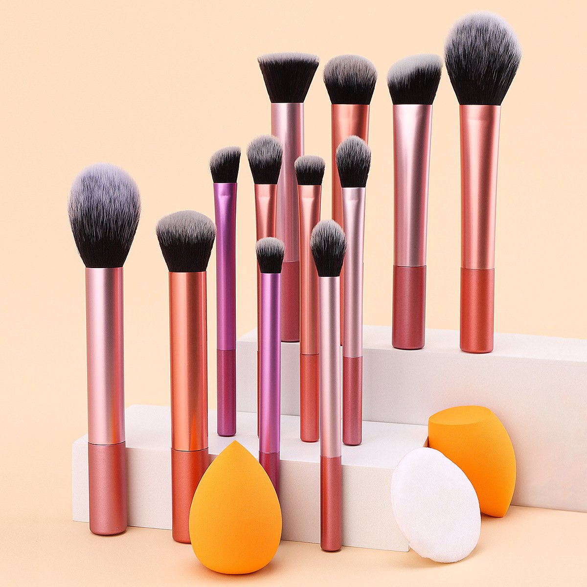 15-delige Make-up Kwastenset - Multifunctioneel - Meerkleurig - Synthetische Vezels
