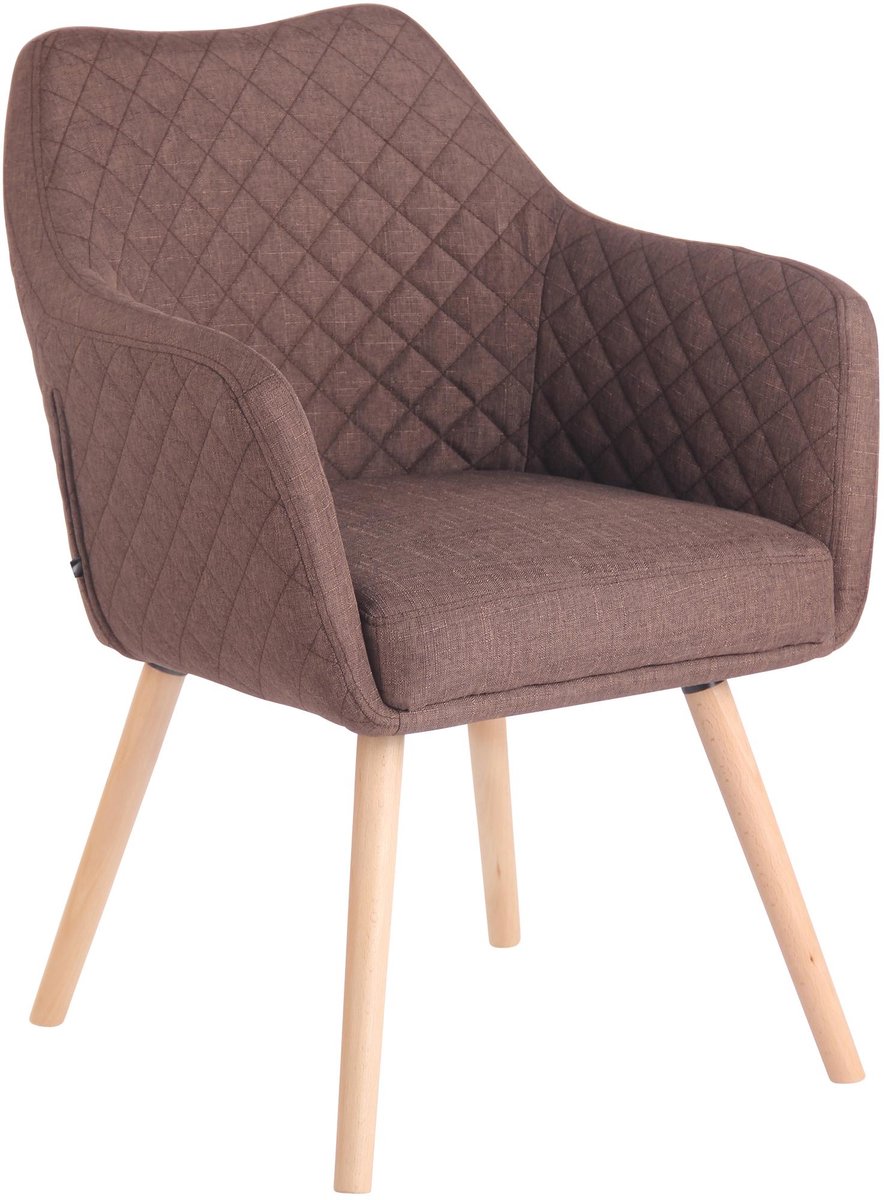 CLP Gent Eetkamerstoel met Armleuning - Fauteuil - met houten poten - Moderne Keukenstoel - natura/bruin