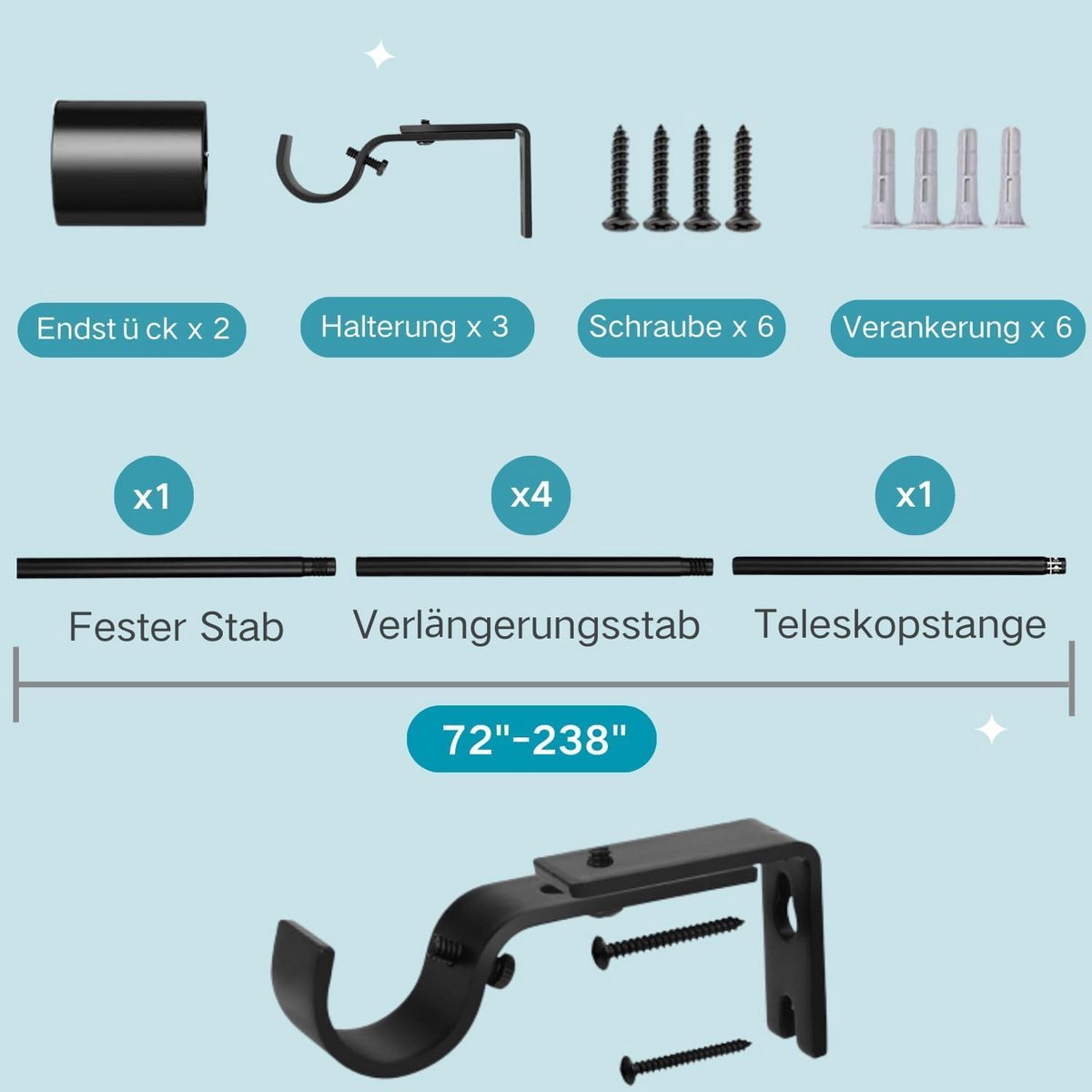 Uittrekbare Gordijnroede Wit - Verstelbaar (72-220 cm) voor Woonkamer en Slaapkamer