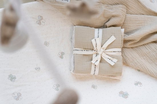 Baby's Only Hydrofiele doek Tender - Swaddles voor baby - Inbakerdoek - Hydrofiele luier - Mousseline - Beige/Linen - 65x65 cm - 2-pack - 100% prewashed katoen van Merkloos — afbeelding 2