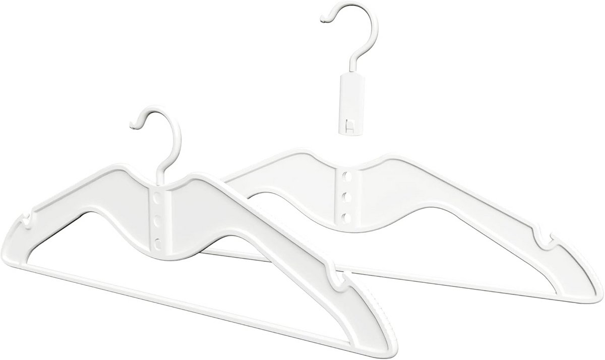 Ruimtebesparende Kledinghangers met Verstelbare Haken - 20 Stuks in Wit