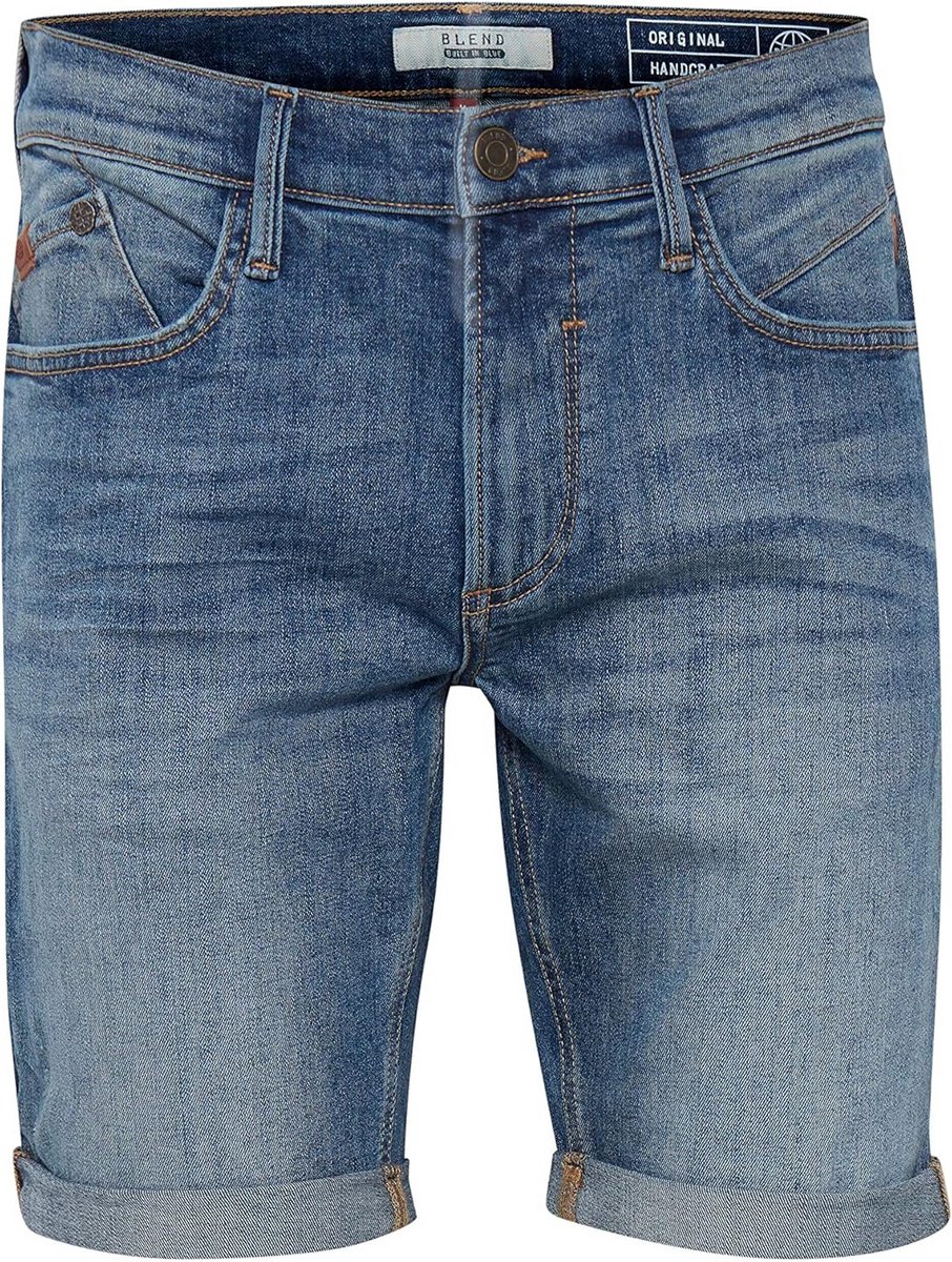 Heren Jeansshorts Denim Korte Broek Slim Fit Stretch Destroyed Look