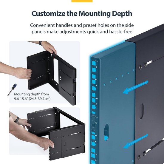 8U Wandgemonteerde Server Rack Kast - Verstelbare Diepte voor 19 Inch ...