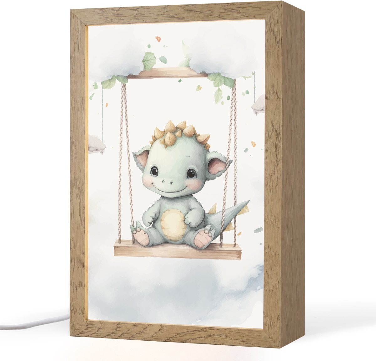 Nachtlampje 20x30 cm - Kinder lampje - Draak - Baby dier - Kinderen - Tafellamp kinderkame