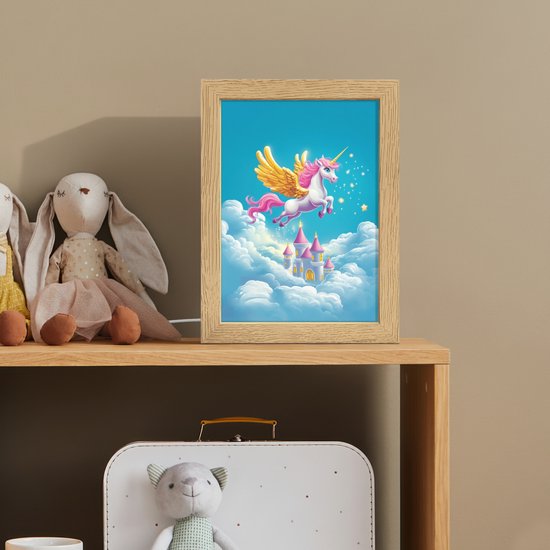 Nachtlampje 15x20 cm - Kinder lamp - Eenhoorn - Fantasie - Kasteel - Tafellamp kinderkamer - Slaapkamer lamp - Bedlamp kinderen - Kinderlampje stopcontact - Wandlamp babykamer - Nachtlampjes van Merkloos — afbeelding 3