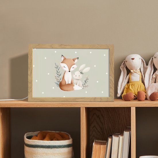 Nachtlampje 30x20 cm - Kinder lampje - Minimalistisch - Dieren - Bladeren - Stippen - Tafellamp kinderkamer - Slaapkamer lamp - Bedlamp kinderen - Kinderlampje stopcontact - Wandlamp babykamer - Nachtlampjes van Merkloos — afbeelding 3