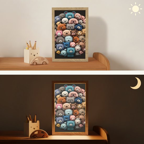 Nachtlampje 20x30 cm - Kinder lampje - Teddybeer - Knuffel - Dieren - Meisjes - Jongens - Tafellamp kinderkamer - Slaapkamer lamp - Bedlamp kinderen - Kinderlampje stopcontact - Wandlamp babykamer - Nachtlampjes van OnlyWow — afbeelding 4