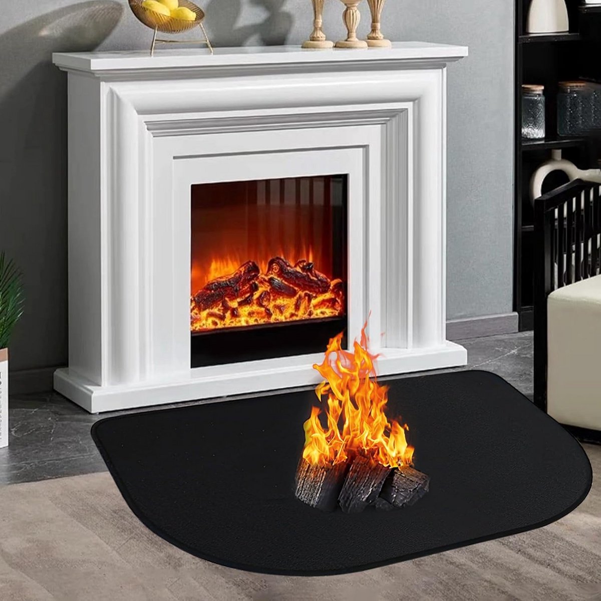 Vuurvaste Haardmat 100x60 cm - Vuurvaste Onderlegger voor Kachel, Open Haard, Vuurkorf en Barbecue - Vuurvast Tapijt voor Vonk- en Hittebescherming