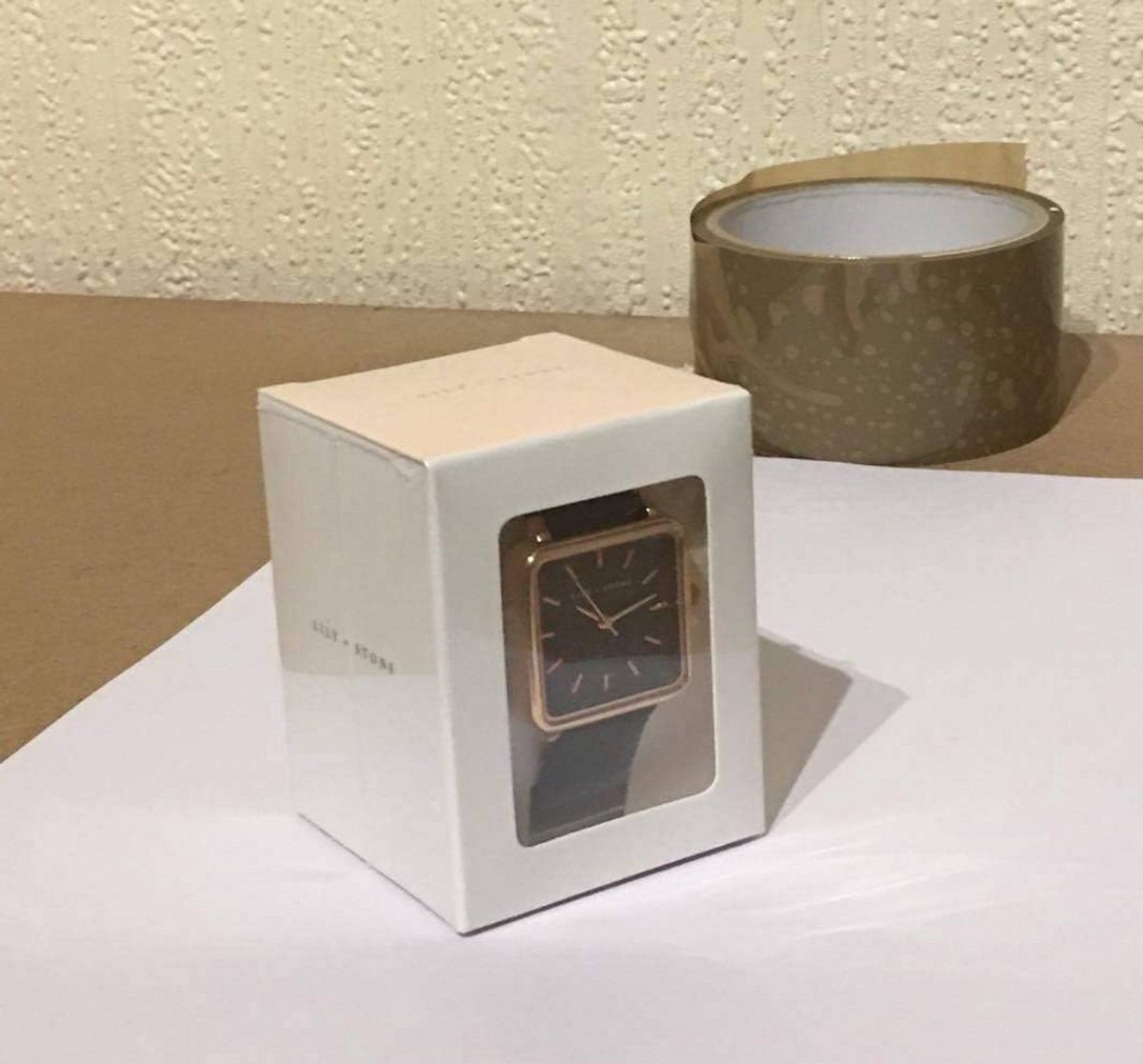 Lily Stone dameshorloge Milan zwart lederen bandje roestvrij staal kwarts uurwerk rosegoud