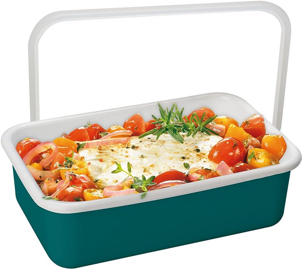 Veelzijdige Enamellen Voedselbewaarbak met Deksel - Oven- & Fornuisbestendig