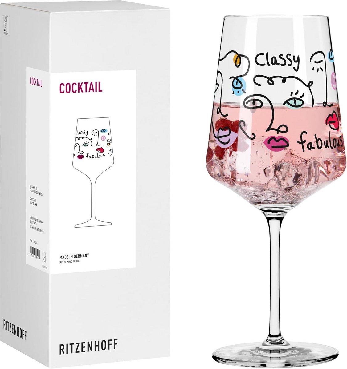 Grote Cocktailglas 500 ml Trendy Kleurrijk Ontwerp - Gemaakt in Duitsland