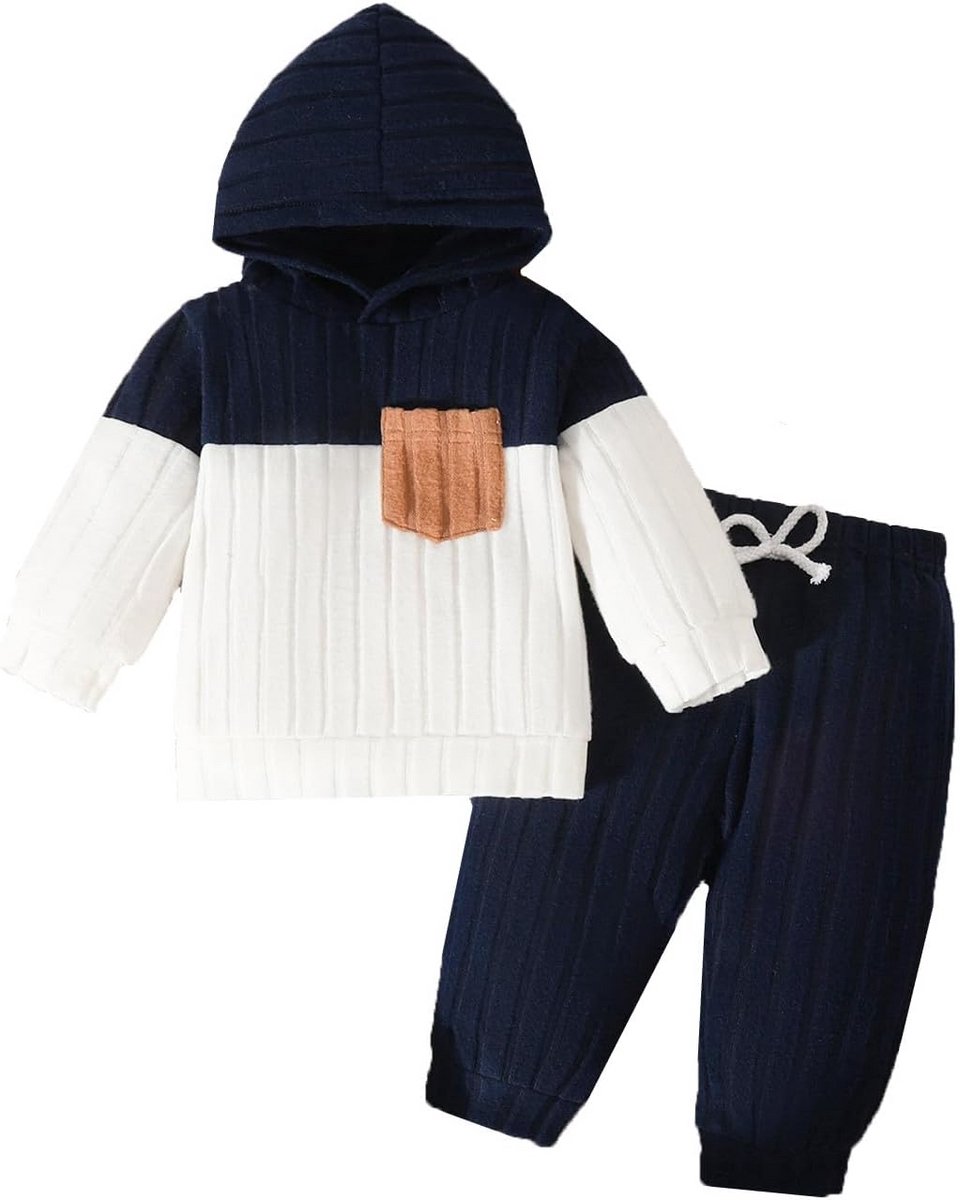 Gestreept Baby Hoodie Set met Lange Broek - Comfortabele Jongens en Meisjes Kleding