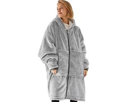 Dikke jas met lange mouwen en ritssluiting, een multifunctionele jas in de stijl van een huisdeken, met capuchon voor warmte in de herfst en winter.