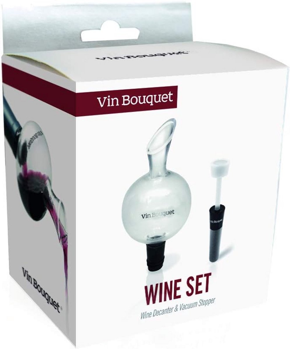 Wijnglazen set met carafe en vacuüm stopper