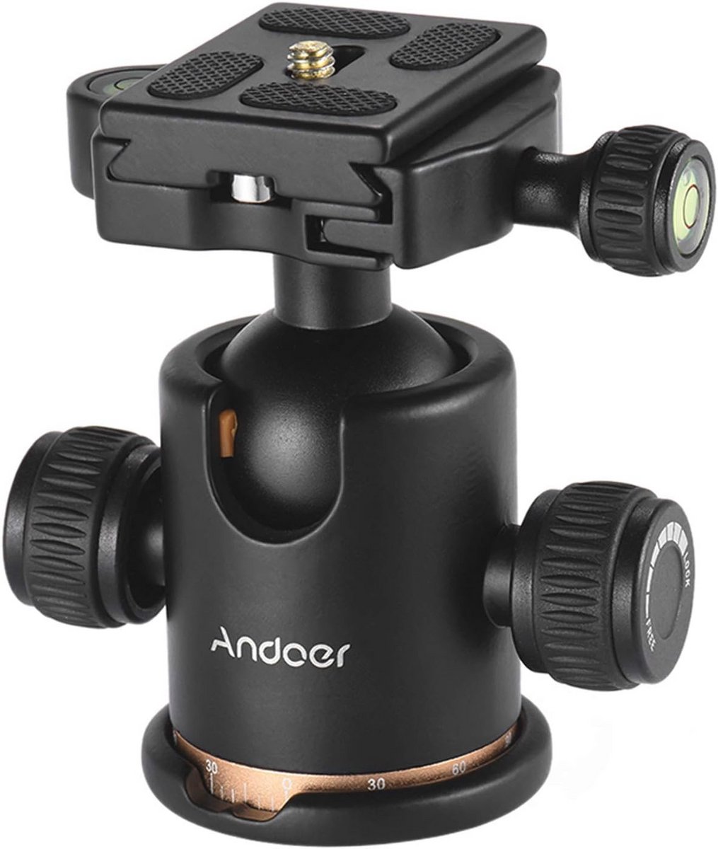 Mini Statiefkop Kogelkop voor Camera's – Lichtgewicht en Duurzaam met Snelwisselplaat