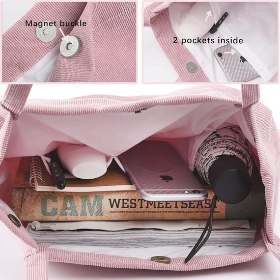 Grote Schoudertas Voor Dames Corduroy Strandtas Crossbody Tas 