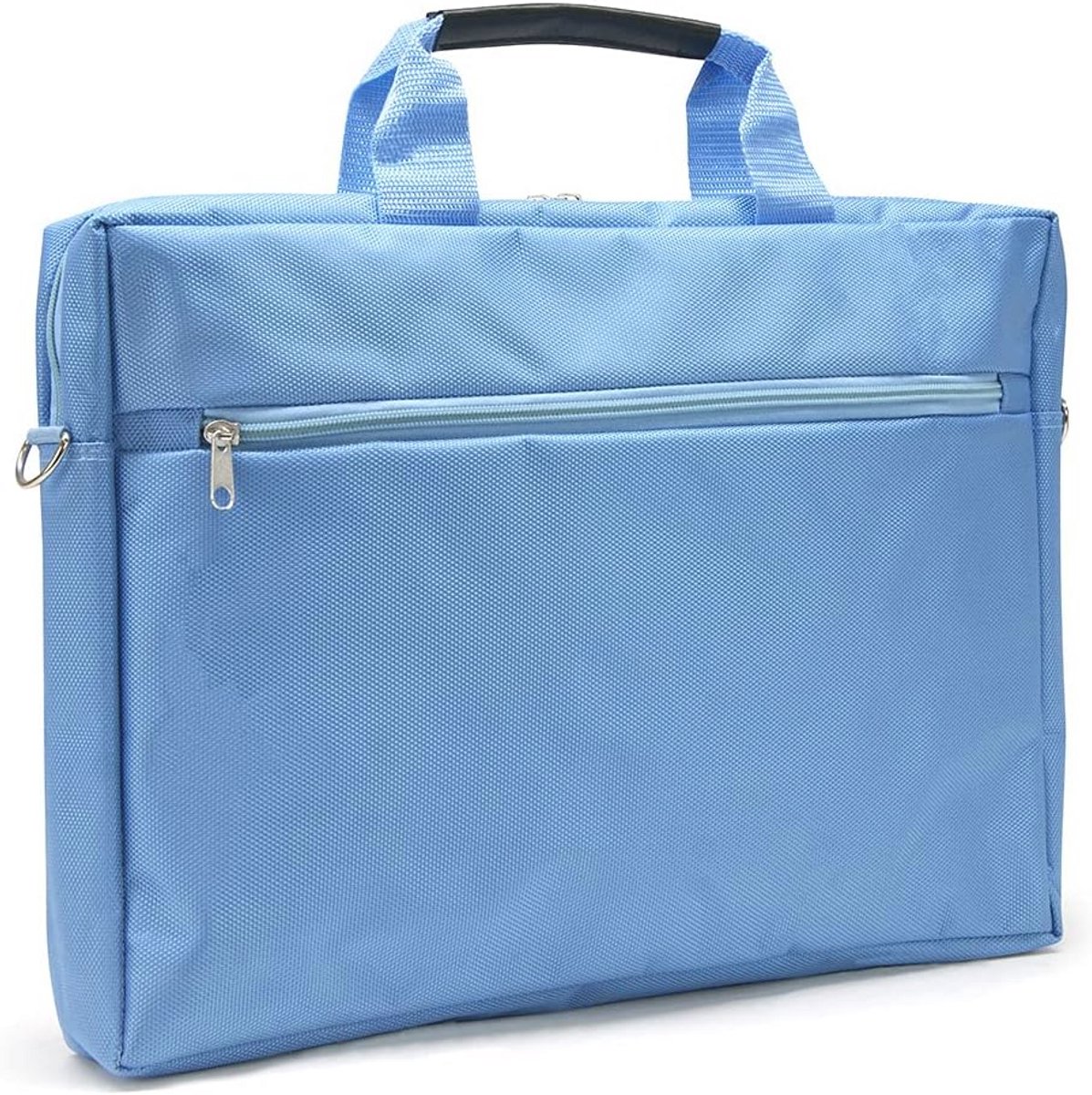 Laptoptas 15 inch met Ritssluiting en Schouderriem - Lichtblauw Nylon